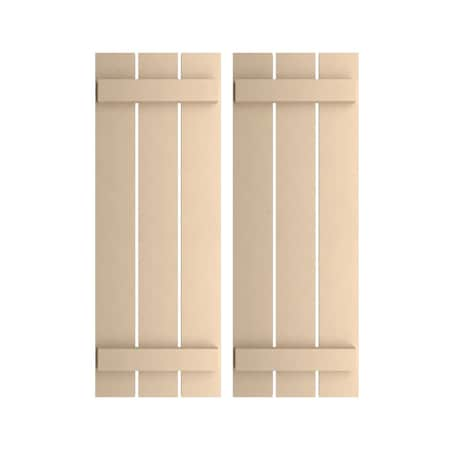 Rustic Three Board Spaced Board-n-Batten Smooth Faux Wood Shutters, 17 1/2W X 42H